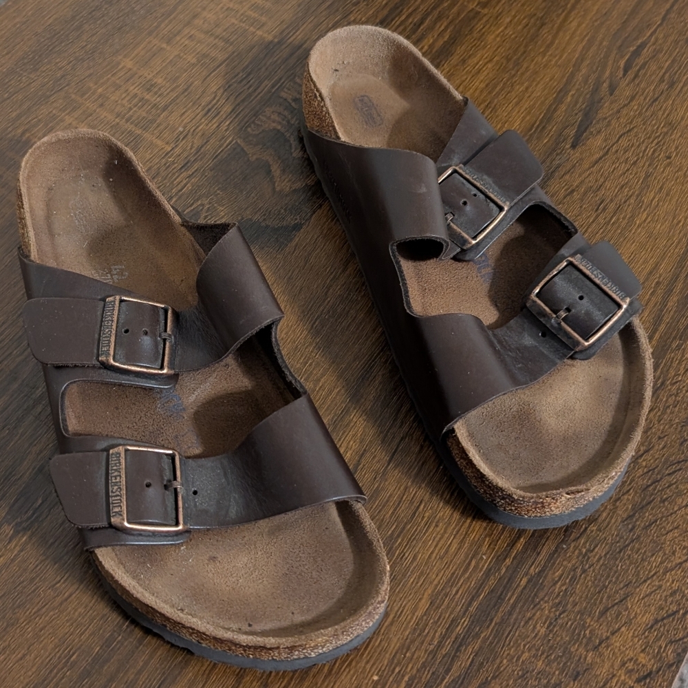 Birkenstock Arizona Brown Leather Double Strap Sandals 42